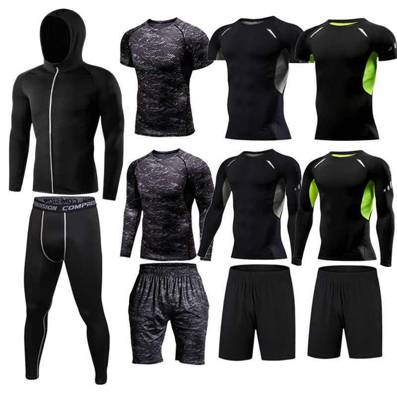 Men's Gym Training Fiess Sportswear Athletic Physical Workout Clothes Suits Running Jogging Sports Clothing Tracksuit Dry Fit Q1901