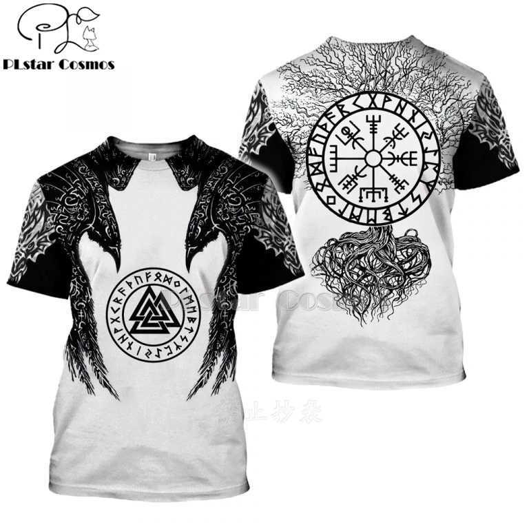 Fashion Men hoodies 3D Printed Viking Tattoo t shirt tees shorts sleeve Apparel Unisex Norse cosplay streetwear-2 210629