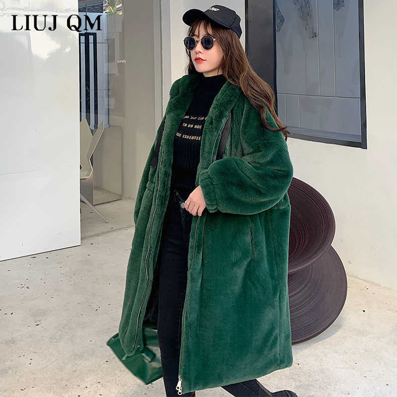 Women Parka Winter clothes Oversize Faux Fur Coat Thick Warm Long Fur Jacket Hooded Overcoat Plush Coat Winter Jackets 211019