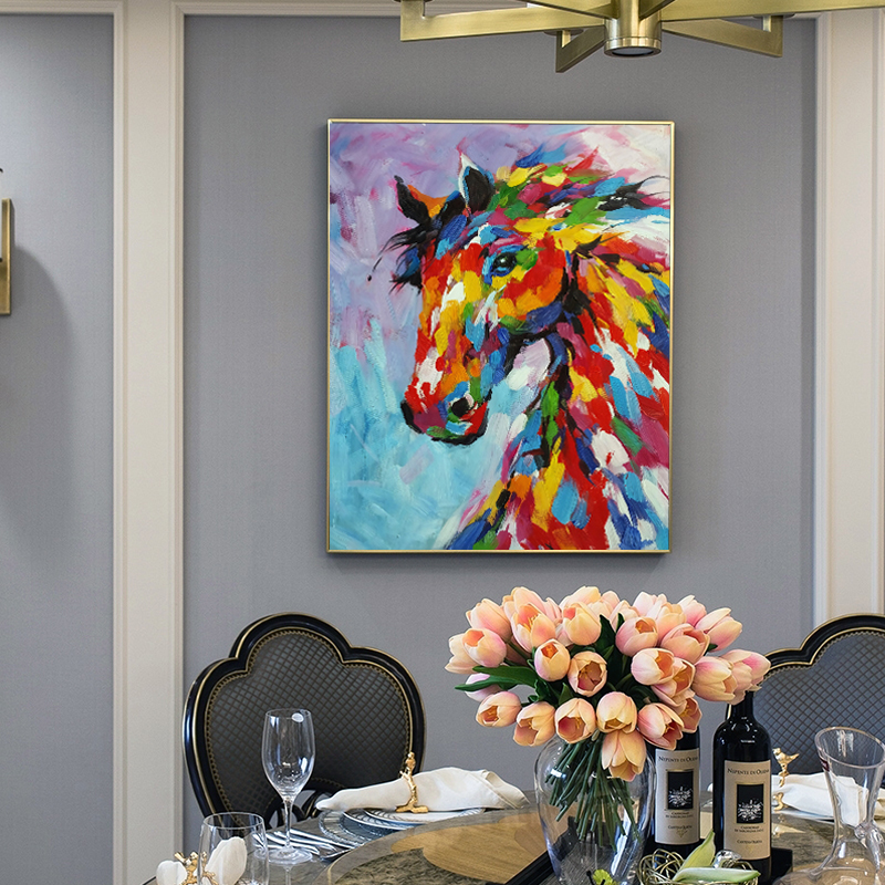 Modern Abstract Colorful Horse Art Oil Painting On The Wall Canvas Decor For Living Room Baby Room Home Poster Unframed