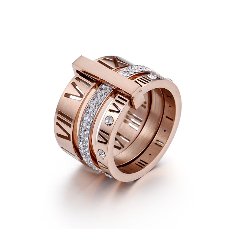 Ring Stainless Steel Rose Gold Roman Numerals Diamond Rings Fashion designer Jewelry Women's Wedding Engagement Jewelry
Ring Stainless Steel Rose Gold Roman Numerals Diamond Rings Fashion designer Jewelry Women's Wedding Engagement Jewelry