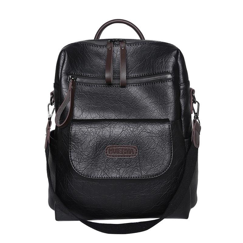 School Bags JIARUO Solid ColorMinimalist Style PU Unisex Backpack, Campus Schoolbag For Male & Female Couples, Black
School Bags JIARUO Solid ColorMinimalist Style PU Unisex Backpack, Campus Schoolbag For Male & Female Couples, Black