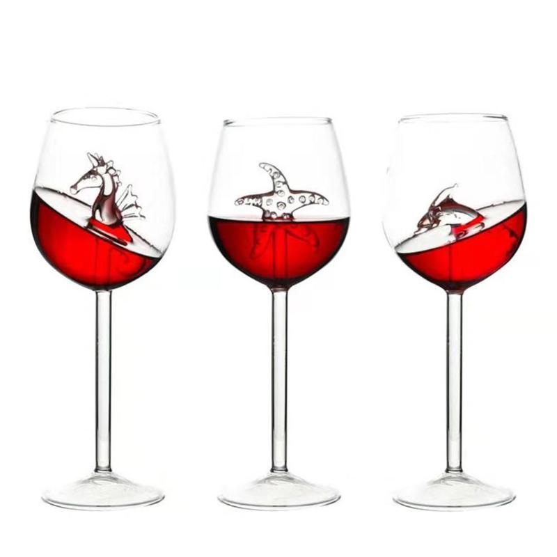 

300ml Sea Horse/Starfish/Dolphin Red Wine Glass Cup Goblets Home Bar Supplies Kitchen Accessories Drinkware Glasses