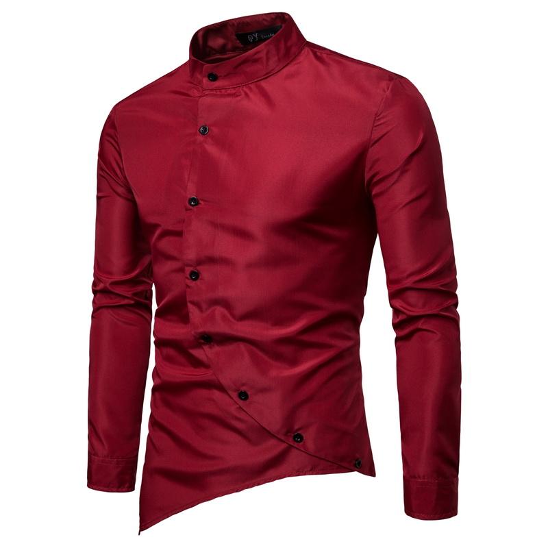 Men's Casual Shirts Retro Long Sleeve Shirt, 77777, Fall Fashion, Buttons, Satin Silk, Black Loose Shirt