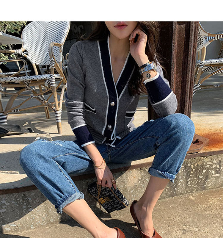 Autumn Winter Vintage Ladies Knitted Cardigans Sweaters Women Korean Long Sleeve V-Neck Office Fashion Slim Tops 210519