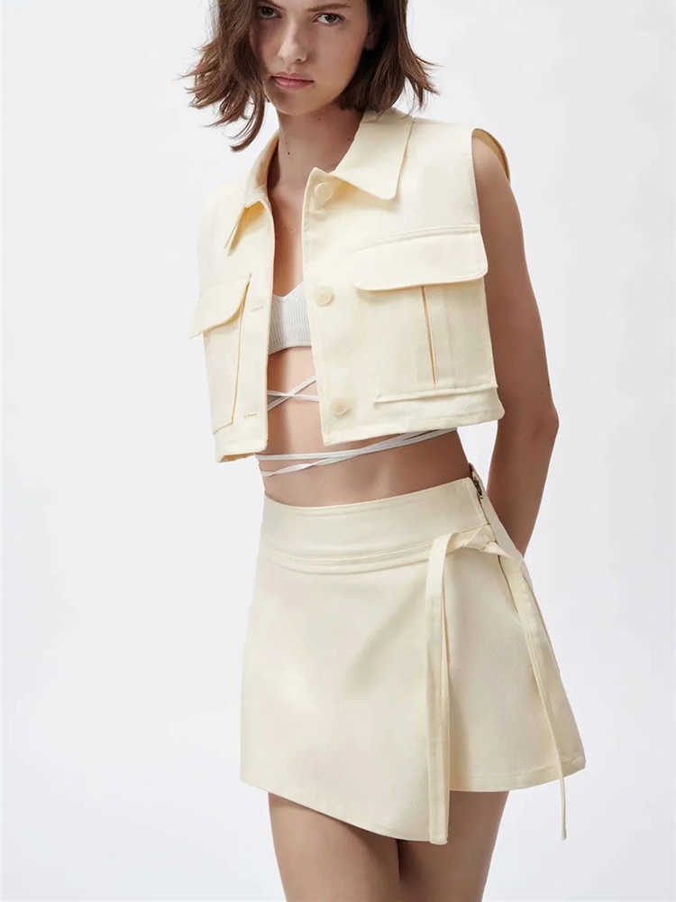 HWLZLTZHT Summer Lapel Vest Women Thin Loose Waistcoat Single Breasted Sleeveless Blazer Feminino Short Slim Jacket Femme 210819