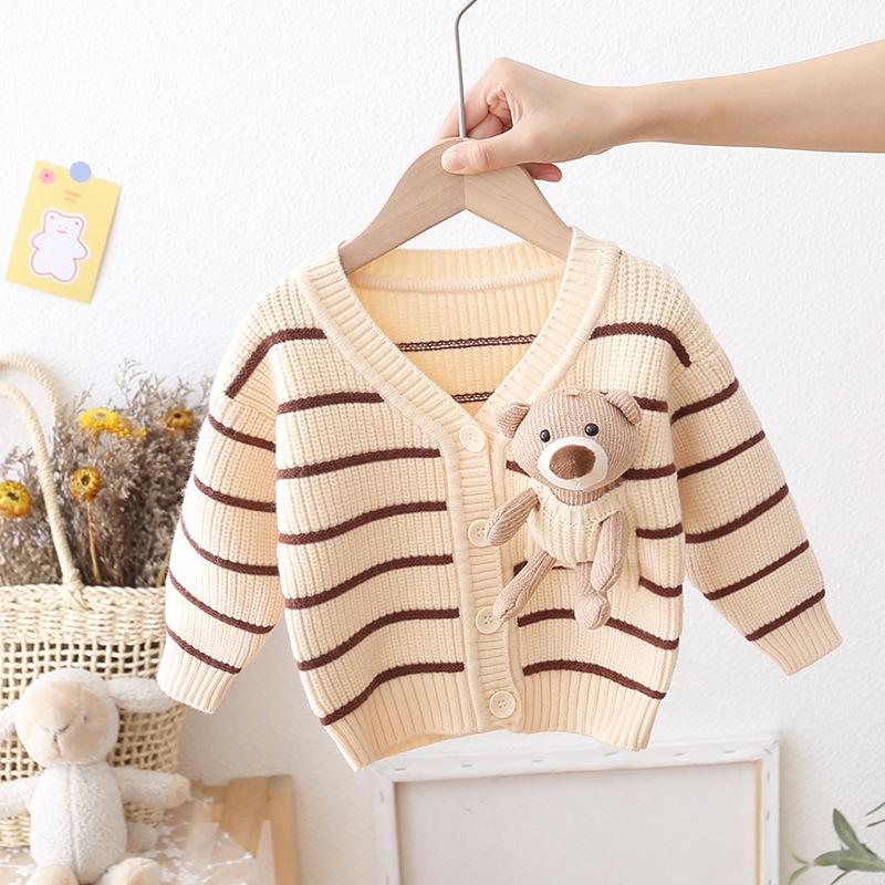 Pullover 2021 Autumn Winter Baby Boys Girls Sweater Kids Knitted Cardigan Coats Stripe Cartoon Bear Toddler Infant Clothing Children Tops, Beige
Pullover 2021 Autumn Winter Baby Boys Girls Sweater Kids Knitted Cardigan Coats Stripe Cartoon Bear Toddler Infant Clothing Children Tops, Beige