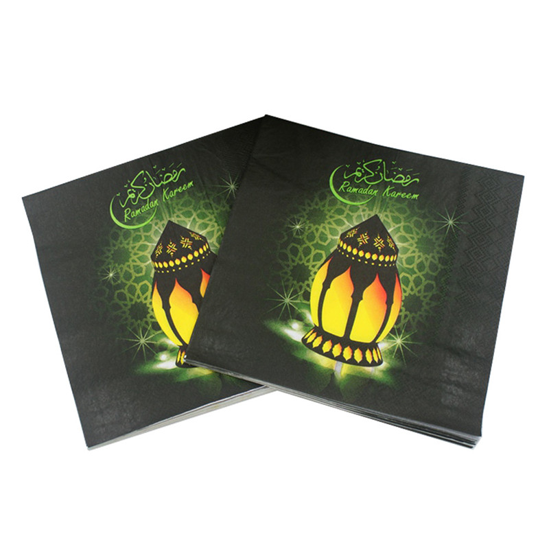Ramadan Party Napkin Square 20pcs/lot Disposable Tissue Paper Eid barak Happy Ramadans Event Celebration Tableware Decoration GGA4688 Free shipping