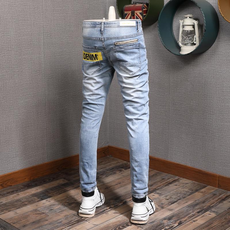 Men's Jeans Korean Style Fashion Men Retro Light Blue Elastic Slim Ripped Street Printed Designer Hip Hop Denim Pencil Pants
Men's Jeans Korean Style Fashion Men Retro Light Blue Elastic Slim Ripped Street Printed Designer Hip Hop Denim Pencil Pants