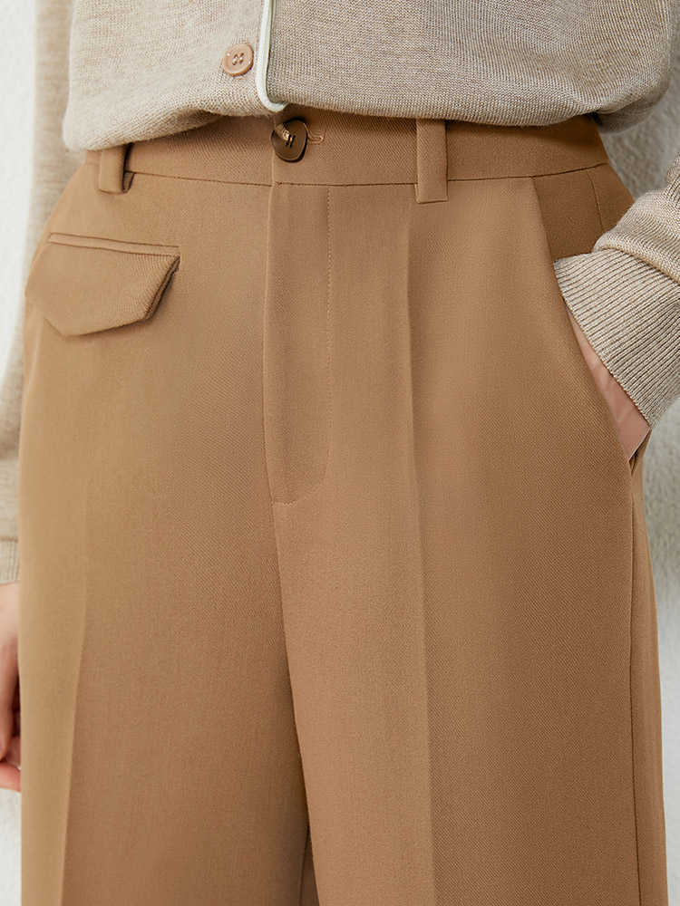 Minimalism Autumn Fashion Women's Pants Causal High Waist Solid Straight Ankel-length Female 12040730 210527
