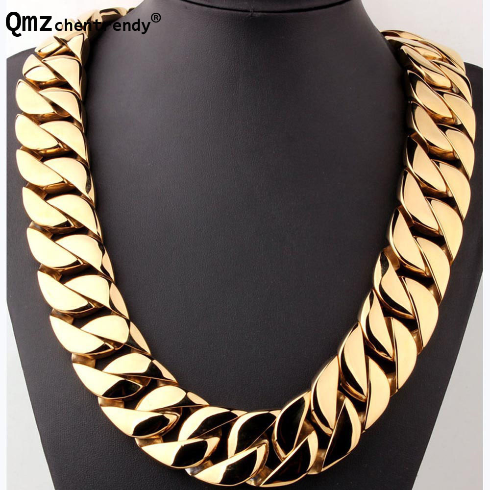 Real StainlSteel Golden 31MM Super Heavy Thick Jewelry Mens Flat Curb Cuban Chain Necklaces Hip hop Exaggerated Boy Necklace X0509
Real StainlSteel Golden 31MM Super Heavy Thick Jewelry Mens Flat Curb Cuban Chain Necklaces Hip hop Exaggerated Boy Necklace X0509