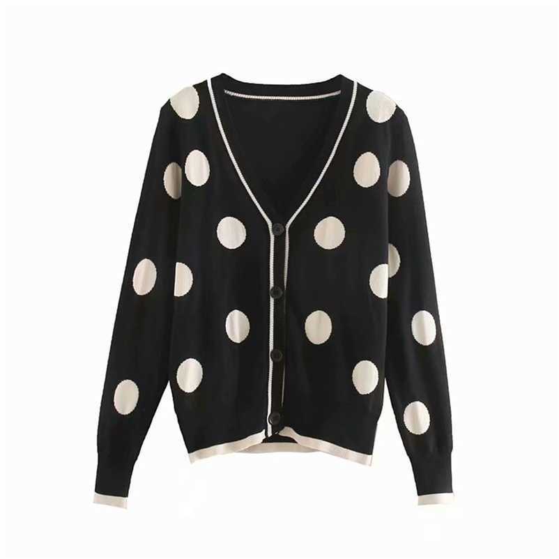 Spring Autumn Women sweater cardigans Dots V-neck long sleeve knit coat classic polka dot short 210524, Black
Spring Autumn Women sweater cardigans Dots V-neck long sleeve knit coat classic polka dot short 210524, Black