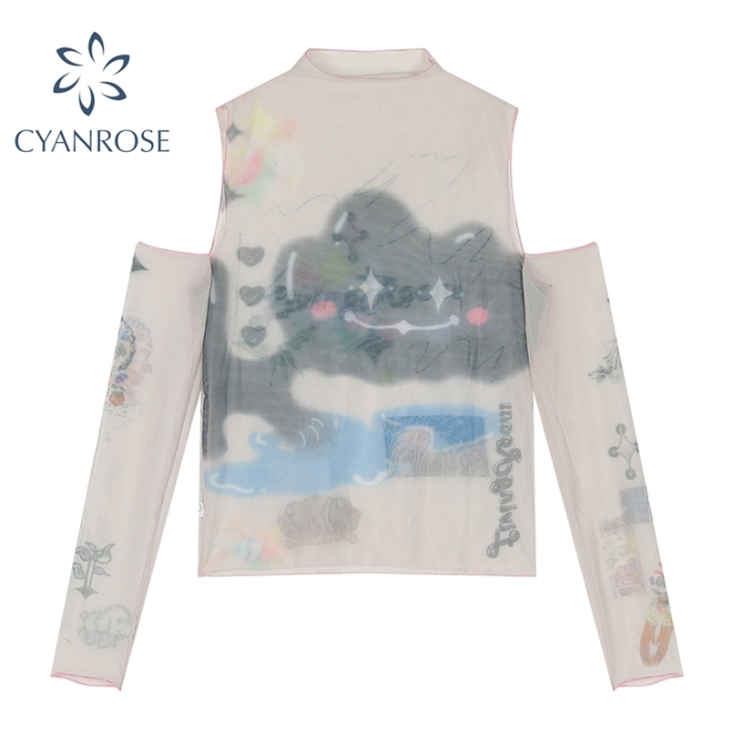 Off Shoulder Mesh Tees Hand-Painted Streetwear Sexy Slim Bodycon T Shirt Female Long Sleeve Chic Elastic Party Ins Top 210708, Picture color
Off Shoulder Mesh Tees Hand-Painted Streetwear Sexy Slim Bodycon T Shirt Female Long Sleeve Chic Elastic Party Ins Top 210708, Picture color