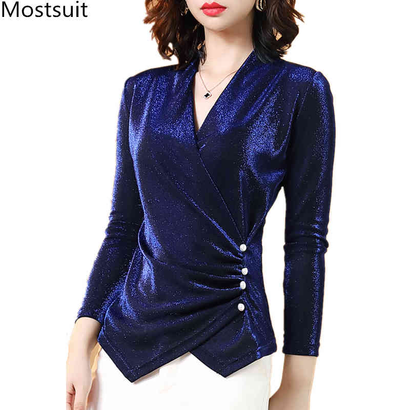 4xl Royal Blue V-neck Shiny Blouses Tops Women Plus Size Spring Autumn Long Sleeve Slim Office Korean Elegant Pullovers Blusas 210518
4xl Royal Blue V-neck Shiny Blouses Tops Women Plus Size Spring Autumn Long Sleeve Slim Office Korean Elegant Pullovers Blusas 210518
