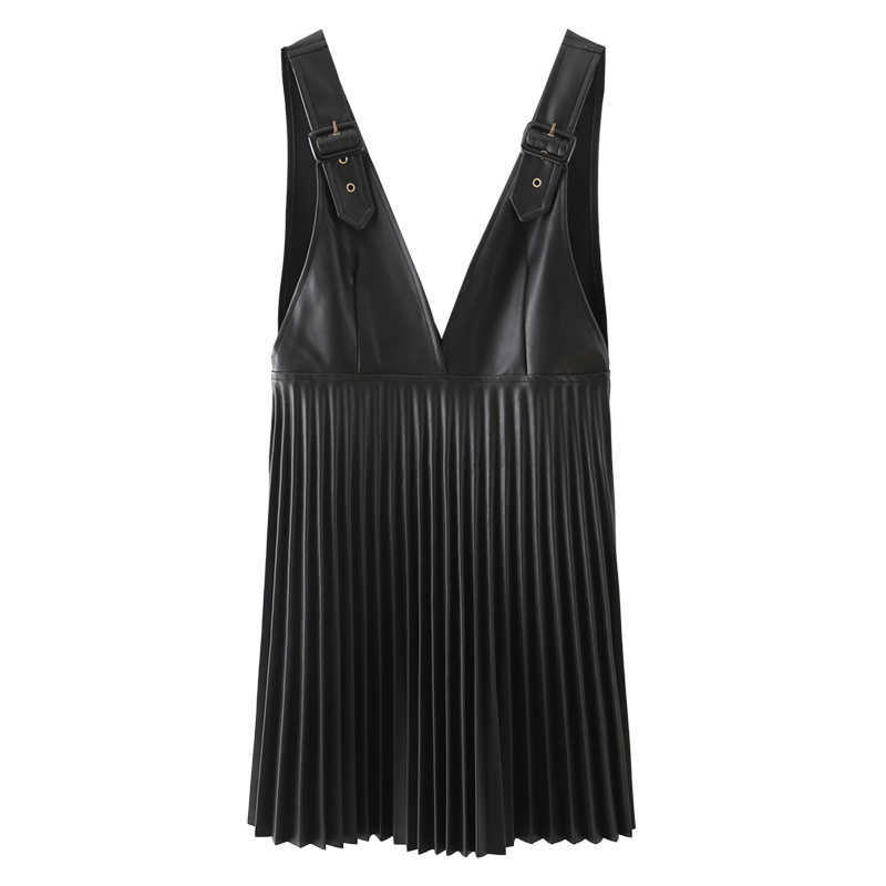 Women Dress PU Pleated V-neck Straps Short Punk Fashion Chic Woman Dress Femme Robe Ropa Mujer Vestidos 210709, Black
Women Dress PU Pleated V-neck Straps Short Punk Fashion Chic Woman Dress Femme Robe Ropa Mujer Vestidos 210709, Black