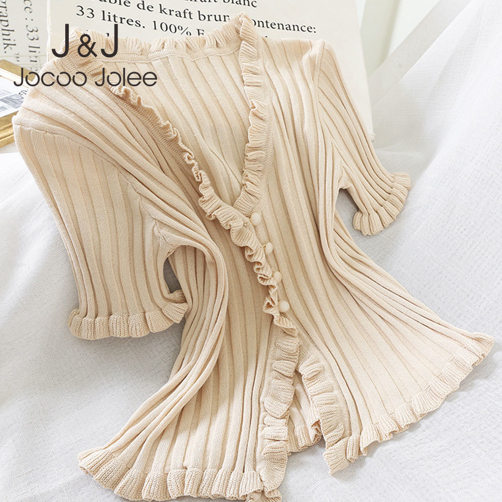 Jocoo Jolee Women V-neck Single Breasted Cropped Sweaters High Elactic Slim Cardigan Sweet Chic Knitted Shirts Korean Knit Tops 210518, Green
Jocoo Jolee Women V-neck Single Breasted Cropped Sweaters High Elactic Slim Cardigan Sweet Chic Knitted Shirts Korean Knit Tops 210518, Green