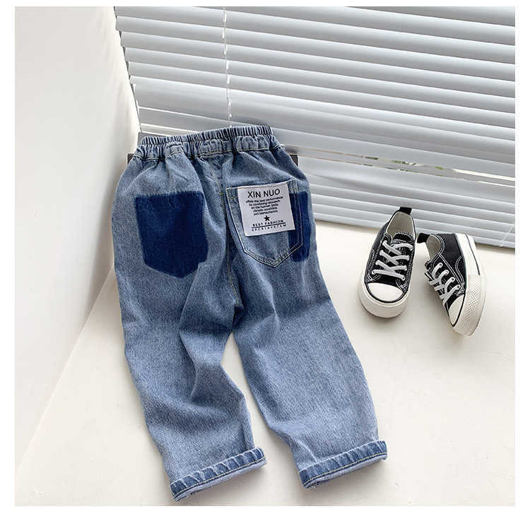 Autumn boys fashion soft denim pants kids children loose patchwork jeans 2-7Y 210708