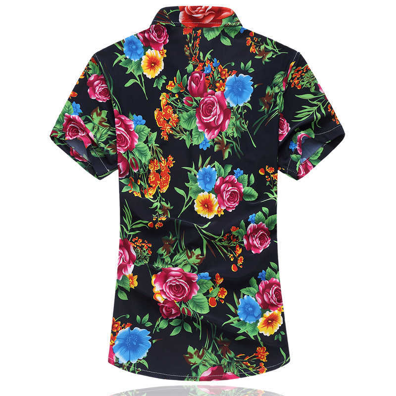 Fancy Short Sleeve Shirt Men Summer Fashion Casual Plus Size Mens Floral Shirts High Quality Flower Shirts Mens Social 6XL 210528