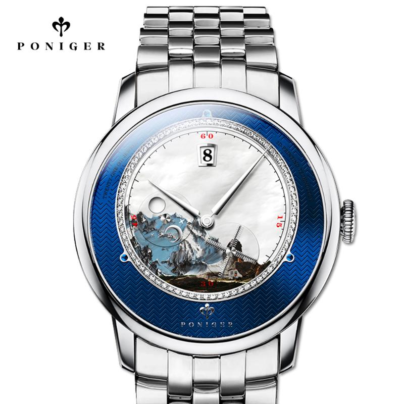 Wristwatches Poniger 3D Design Men Mechanical Watch Vintage Seagull Automatic Leather 50M Waterproof Relógio Masculino 2021 Luxury, Rose-red-steel
Wristwatches Poniger 3D Design Men Mechanical Watch Vintage Seagull Automatic Leather 50M Waterproof Relógio Masculino 2021 Luxury, Rose-red-steel