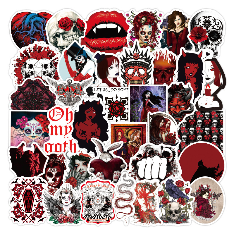 50PCS Red Style Gothic Stickers Skull Horror Skateboard Fridge Guitar Laptop Motorcycle Luggage Classic Toy Kids Decal Stickers
50PCS Red Style Gothic Stickers Skull Horror Skateboard Fridge Guitar Laptop Motorcycle Luggage Classic Toy Kids Decal Stickers