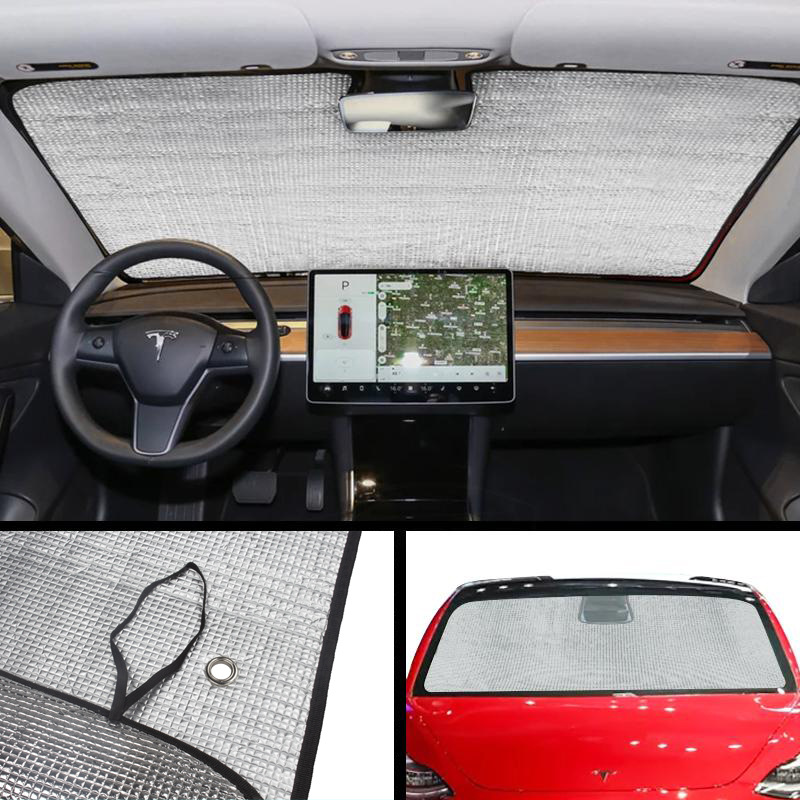 Car Windshield Sunshade For Tesla Model 3 Automotive Front Window Sun Shade Block Accessories Reflective Sunvisor Protector Parasol