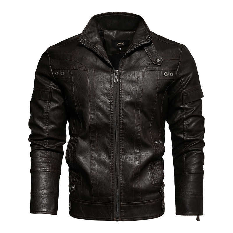 Men's Leather Jacket Autumn Winter Casual Motorcycle Jacket Male Warm Windbreaker Fleece PU Jacket Coat Men Streetwear 5XL 211018