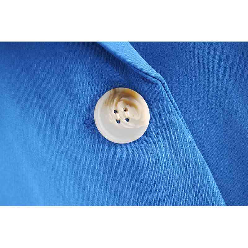 Blue women elegant notched collar blazer fashion ladies long sleeve button jackets suits casual female suit girls chic 210430