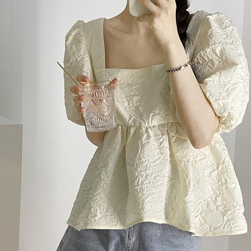 Women's Blouses & Shirts 2021Summer Women Retro Shirt Elegant Solid Loose Square Collar Puff Sleeve Bandage Short Top High Waist Tunics, Beige
Women's Blouses & Shirts 2021Summer Women Retro Shirt Elegant Solid Loose Square Collar Puff Sleeve Bandage Short Top High Waist Tunics, Beige