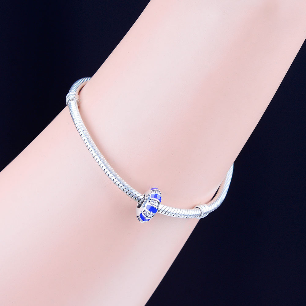 Fit Original Brand Charm Bracelet 925 Sterling Silver Reflection Exotic Stones & Stripes Spacer Bead For Making Women Berloque