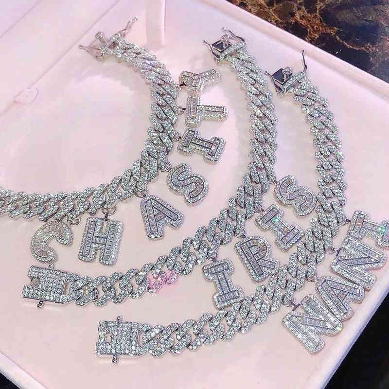 New 12mm Bagnette Zircon Miami Cuban Link letter Necklace Gold Silver Color DIY Letters CZ Cuban Choker Joining Together Chain X0509
New 12mm Bagnette Zircon Miami Cuban Link letter Necklace Gold Silver Color DIY Letters CZ Cuban Choker Joining Together Chain X0509