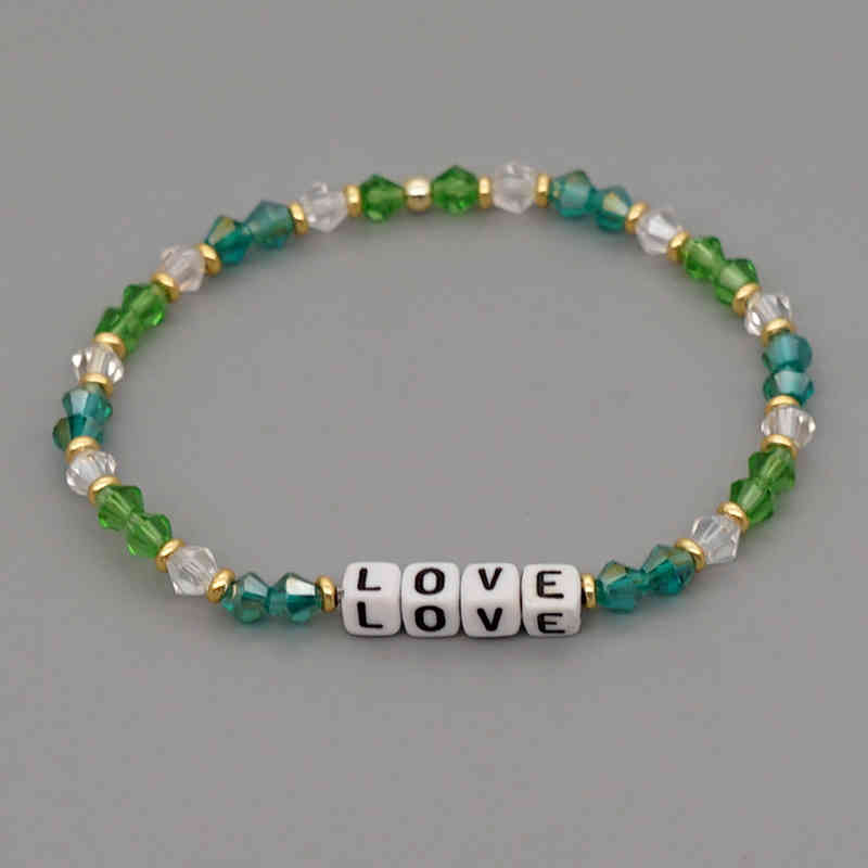 Bohemian Style Green Love Letter Bracelet personalized summer jewelry, Golden;silver
Bohemian Style Green Love Letter Bracelet personalized summer jewelry, Golden;silver