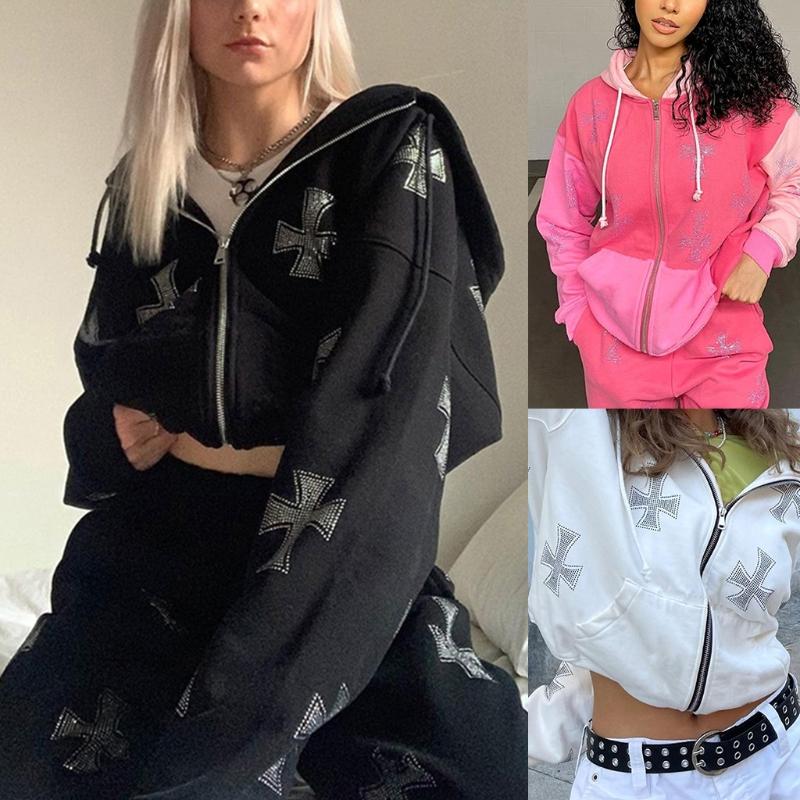 Women's Hoodies & Sweatshirts Women Zip Up Hoodie Jacket Goth Punk Cross Rhinestone Oversized Sweatshirt Coat 50LD, Beige
Women's Hoodies & Sweatshirts Women Zip Up Hoodie Jacket Goth Punk Cross Rhinestone Oversized Sweatshirt Coat 50LD, Beige