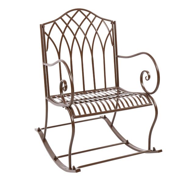 Garden Sets Flat Iron Single Rocking Chair Dark Brown