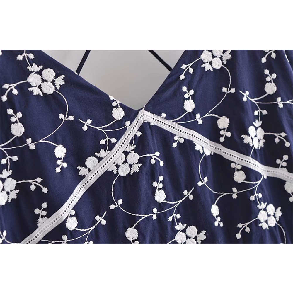 Summer Women Embroidery Suspender Dress elegant Casual Fashion Chic Lady Straps Woman Long Sling Dress 210709