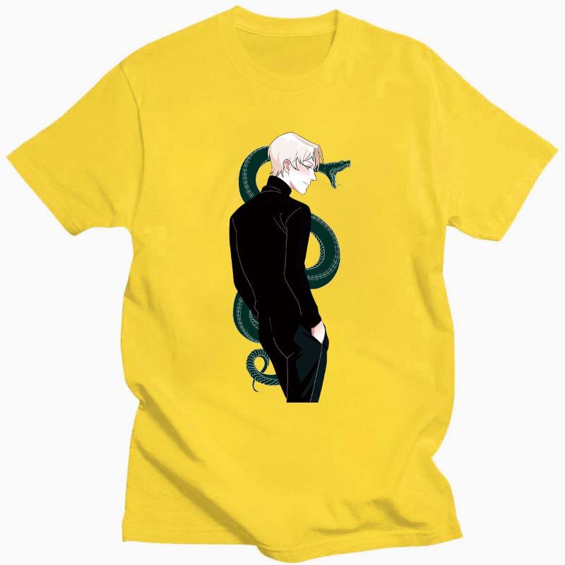 Men's T-Shirts Draco Malfoy With Green Snake T Shirts Unisex Men Black Shirt Artwork Print Tee Basic Casual Short Sleeve Top