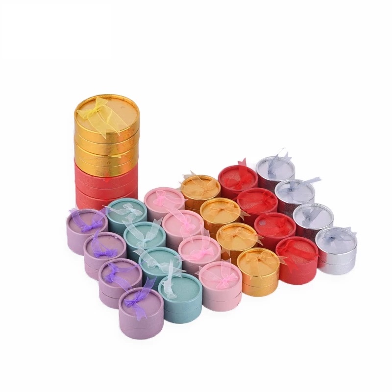 Wholesales Ring Box Stud Earrings Jewelry Box Gift Boxes Bow Small Round Trinket Container for Ring Display Jewelry 24pcs/Lot