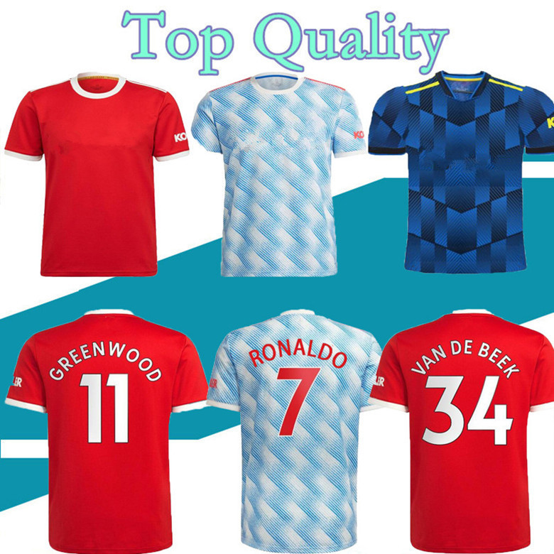 XXXL 21 22 SANCHO RASHFORD RONALDO soccer jersey 2021 2022 MAN POGBA MARTIAL SHAW UTD VAN DE BEEK B. FERNANDES GREENWOOD football shirts united kit, 21-22 away player