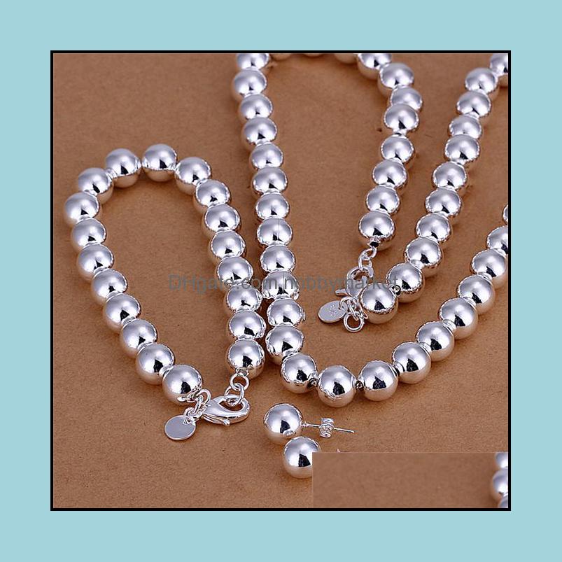 Bracelet, Earrings & Necklace Jewelry Sets S082 Factory Price 925 Sterling Sier Plated 10Mm Prayer Beads Bracelet Fashion Set Wedding Gift F, Silver
Bracelet, Earrings & Necklace Jewelry Sets S082 Factory Price 925 Sterling Sier Plated 10Mm Prayer Beads Bracelet Fashion Set Wedding Gift F, Silver