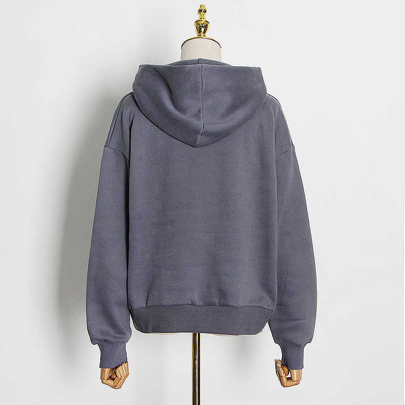 TWOTYLE Casual Solid Sweatshirt For Women Hooded Collar Long Sleeve Hollow Out Minimalist Sweatshirts Female Fashion Fall 210910