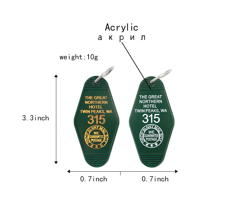 Twin Peaks Keychain Keytag Key Chain Keyring The Great Northern Hotel Jewelry Gifts for Twin Peaks Fans