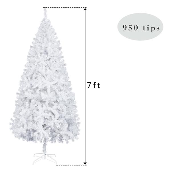 USA Stock 7FT Iron Leg White Christmas Tree with 950 Branches