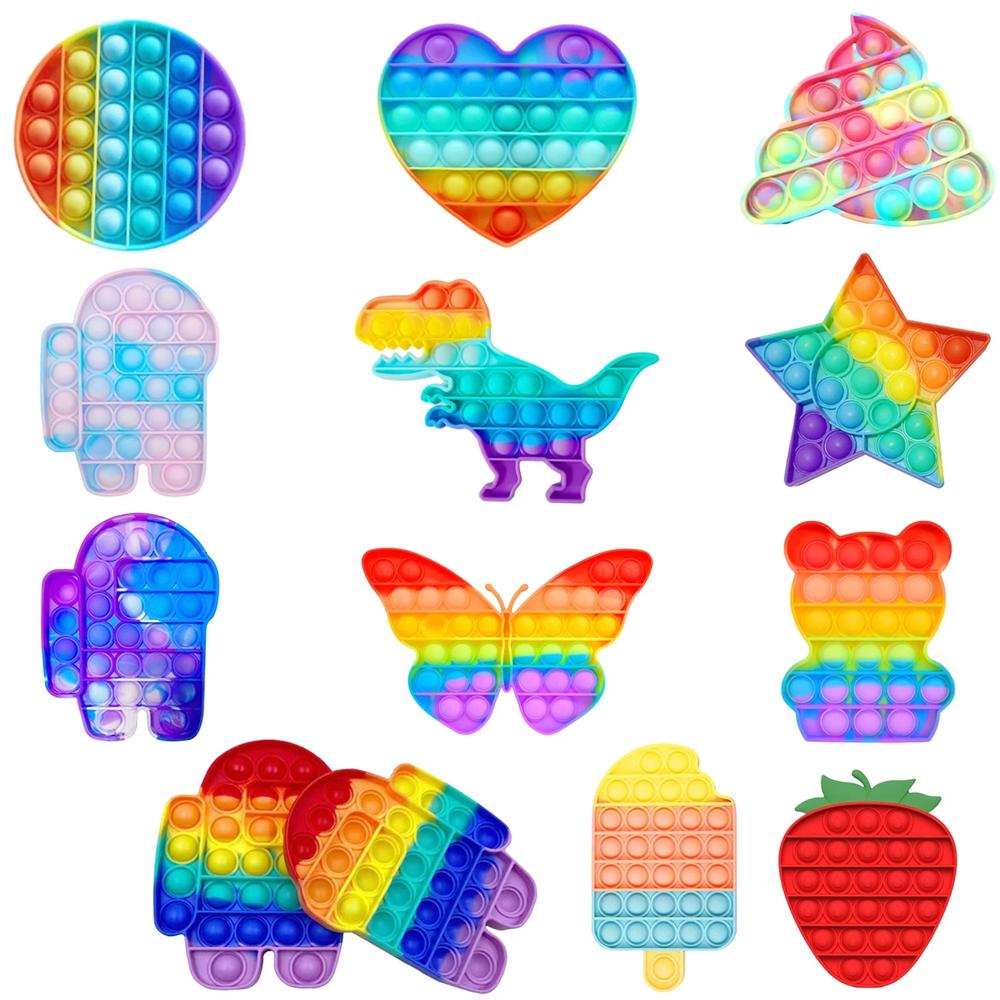New 2021 Rainbow Push Bubble Fidget Sensory Toy Stress Reliever Stress Relief Toys Anxiety Relief Toys For Kids Birthday Party Gifts