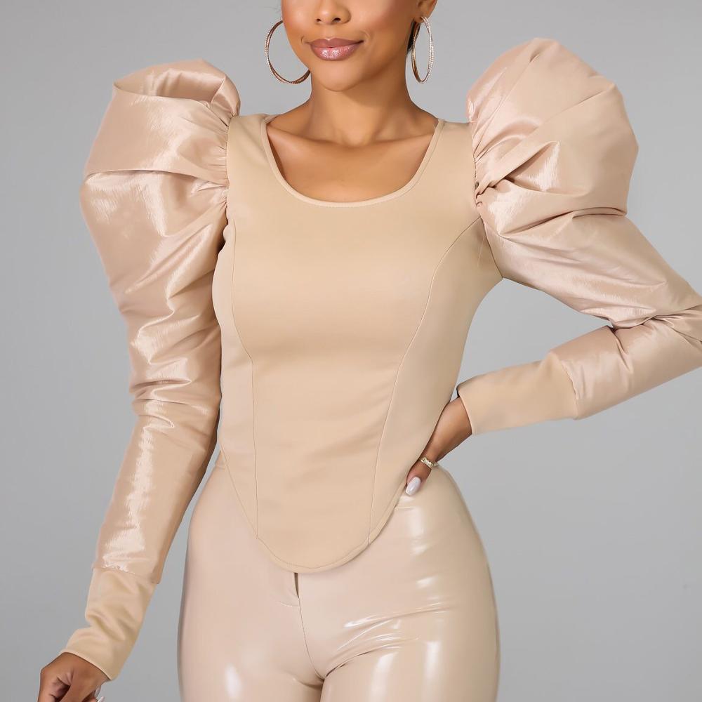 Long Sleeve Blouse For Women Pink Puff Slim Elegant Work Business Office Lady Wear Tops Shirts 210510