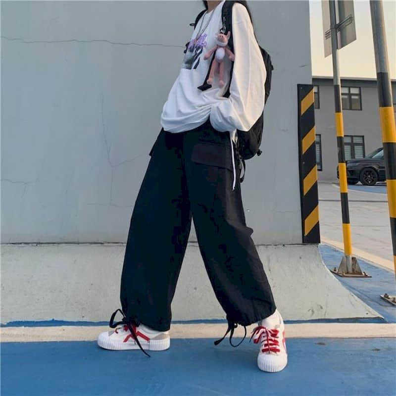 Men women trousers Japanese wide-leg Cargo pants hip hop female Harajuku Korean style loose straight leggings casual slim 210526