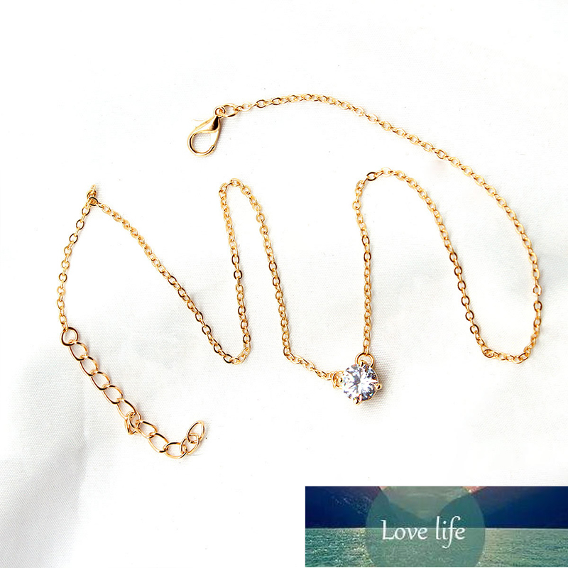 Elegant Charming Gold Chain Necklaces Women Jewelry Ladies Wedding Party Gifts Simple Geometric Crystal Zircon Ckoker Necklace