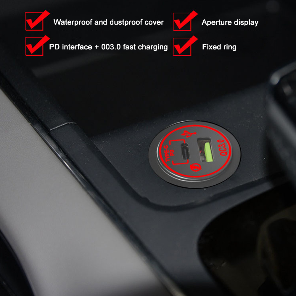 Type C/QC 3.0 USB Charger with Switch Socket Power Outlet Adapter Waterproof For 12V 24V Car Truck Boat RV Motorcycle
