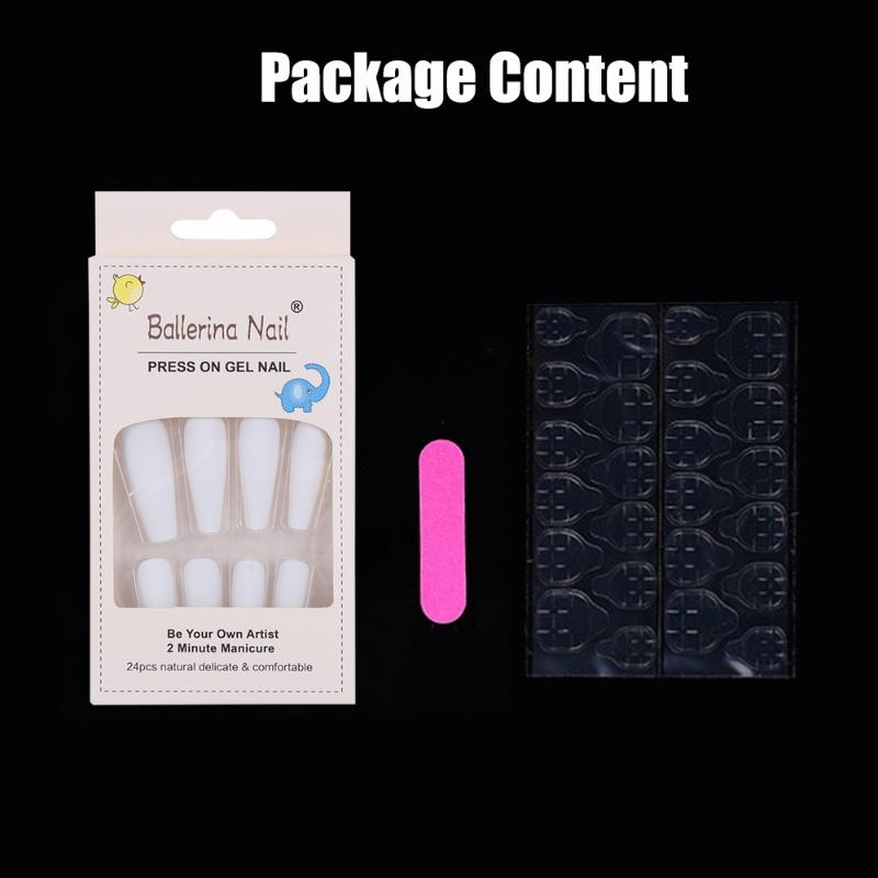 False Nails Upgraded Version 24Pcs Matte Long Ballerina Tips Colorful Coffin Full Cover Fake With Glue Nail Art Decor