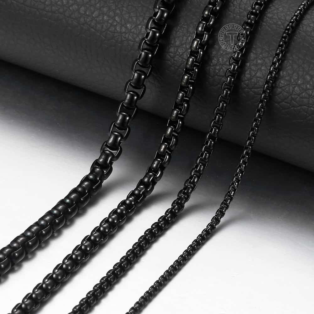 2Mm 3Mm 5Mm Black Round Box Link Chain Necklace For Men Boy Stainless Steel Chain Necklace Wholesale Dropshipping Jewelry Knm