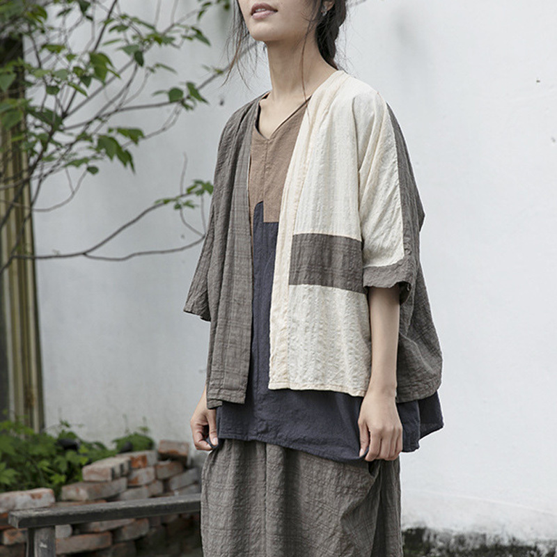 Johnature Women Vintage Patchwork Color Shirts Summer Cotton Linen Original Cardigan Loose Half Sleeve Female Shirts 210521
Johnature Women Vintage Patchwork Color Shirts Summer Cotton Linen Original Cardigan Loose Half Sleeve Female Shirts 210521
