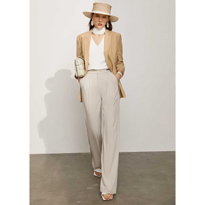 Minimalism Spring Women's Pants Offical Lady Solid High Waist Loose Female Suit Causal 1217 210527